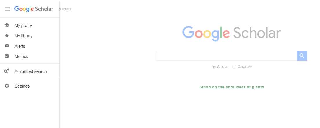 Screenshot settings Google Scholar