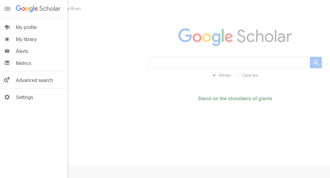Google Scholar menu on the left